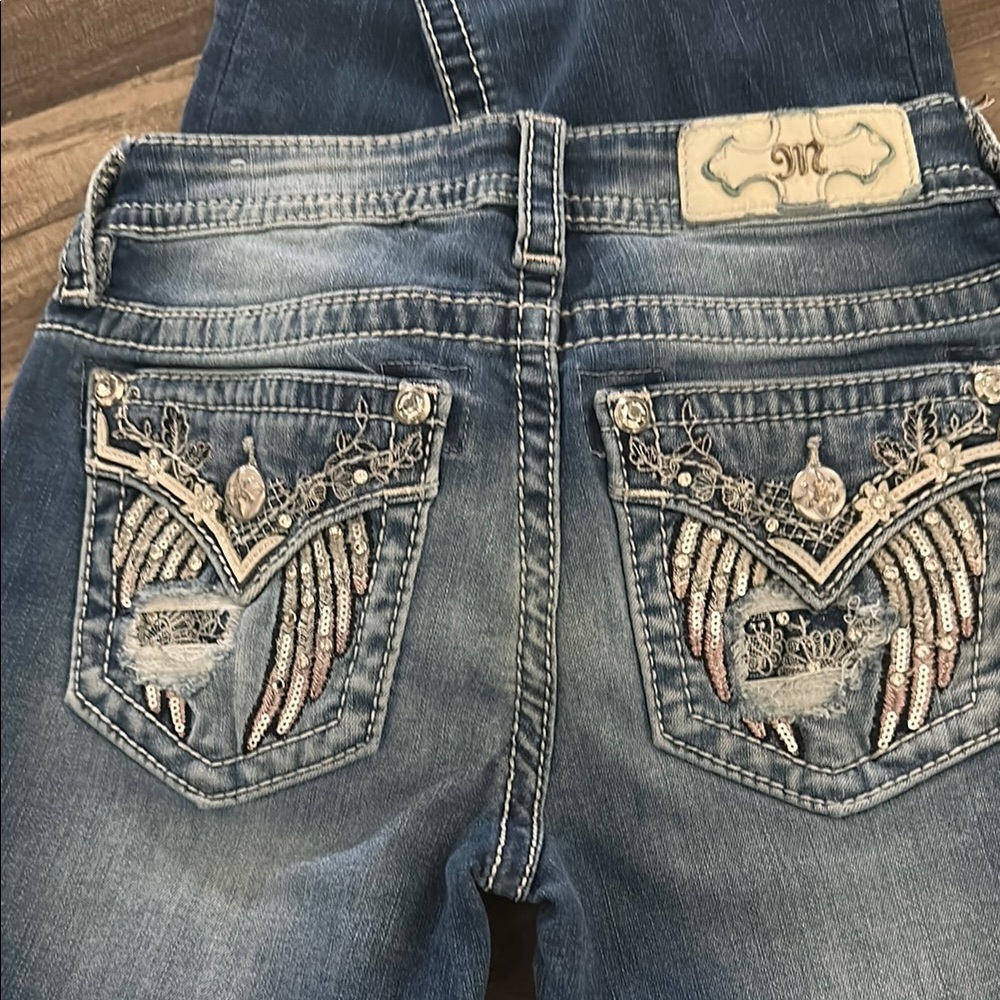 Women's Blue Embellished Jeans 25 with 34 inseam